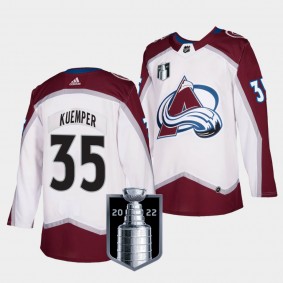Men's Colorado Avalanche #35 Darcy Kuemper White 2022 Stanley Cup Final Patch Adidas Stitched NHL Jersey