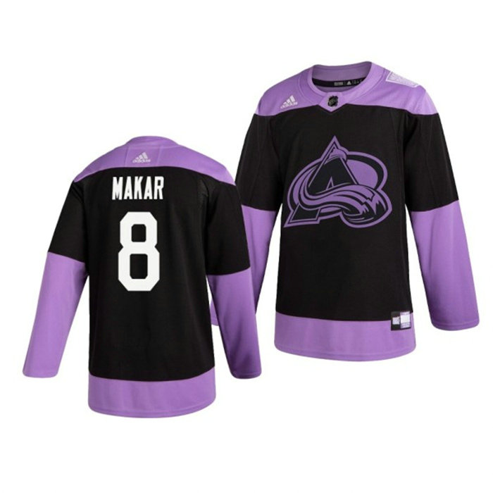 Men's Colorado Avalanche #8 Cale Makar Black Purple Stitched Jersey
