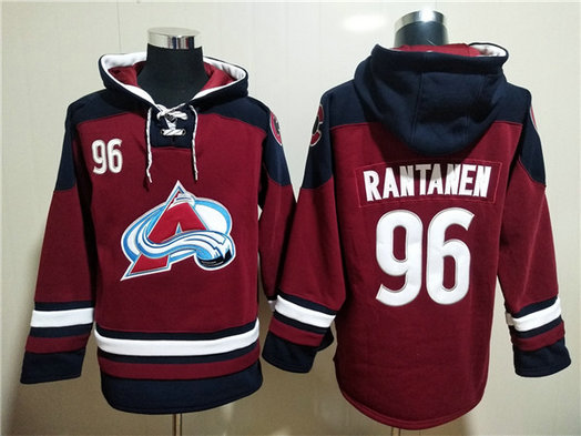 Men's Colorado Avalanche #96 Mikko Rantanen Burgundy All Stitched Sweatshirt Hoodie
