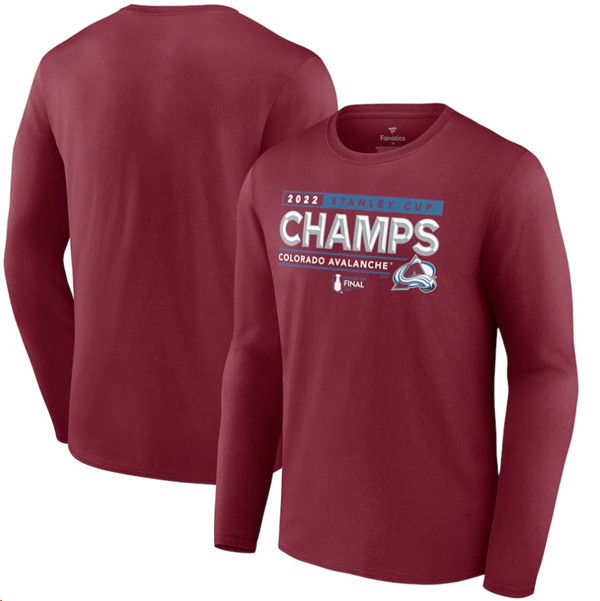 Men's Colorado Avalanche Burgundy 2022 Stanley Cup Champions Long Sleeve T-Shirt