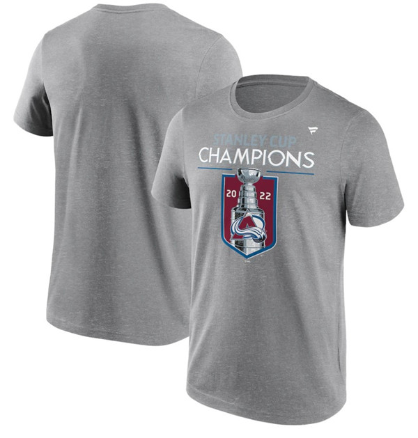 Men's Colorado Avalanche Grey 2022 Stanley Cup Champions Jersey Roster T-Shirt