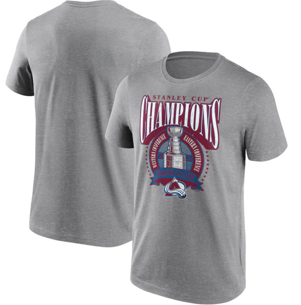 Men's Colorado Avalanche Grey 2022 Stanley Cup Champions Jersey Roster T-Shirts