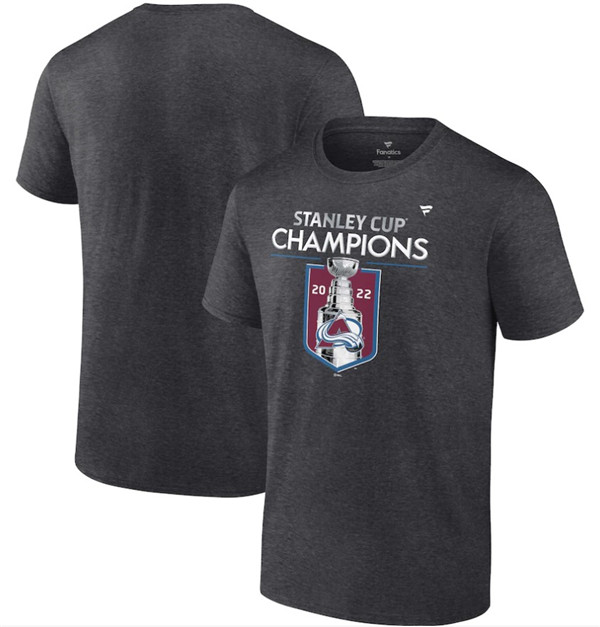 Men's Colorado Avalanche Heathered Charcoal 2022 Stanley Cup Champions Jersey Roster T-Shirt