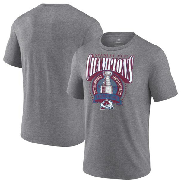Men's Colorado Avalanche Heathered Gray 2022 Stanley Cup Champions Banner Tri-Blend T-Shirt
