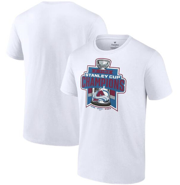 Men's Colorado Avalanche White 2022 Stanley Cup Champions Signature Roster T-Shirt