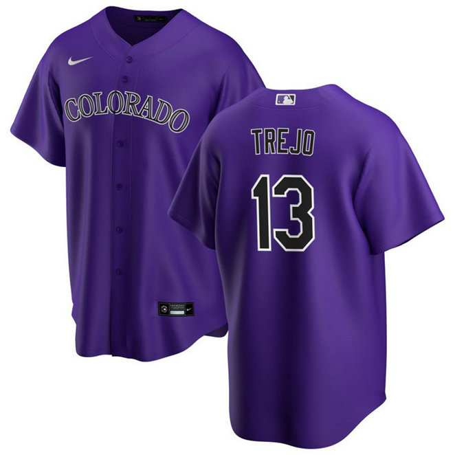 Men's Colorado Rockies #13 Alan Trejo Purple Stitched Baseball Jersey