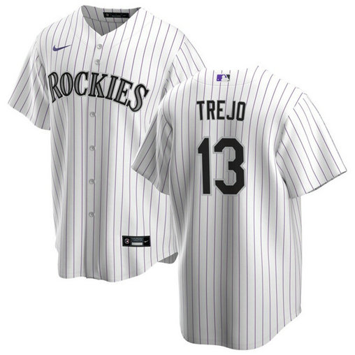 Men's Colorado Rockies #13 Alan Trejo White Stitched Baseball Jersey