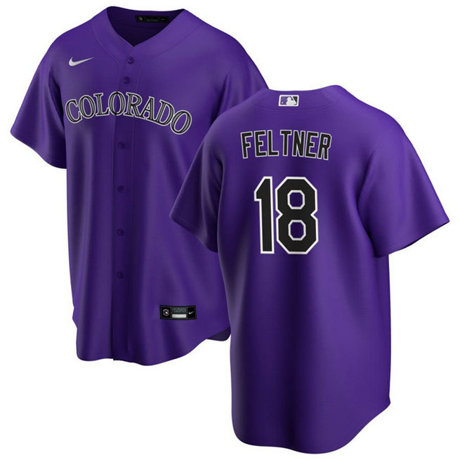 Men's Colorado Rockies #18 Ryan Feltner Purple Stitched Baseball Jersey
