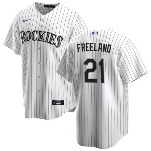 Men's Colorado Rockies #21 Kyle Freeland White Stitched Baseball Jersey