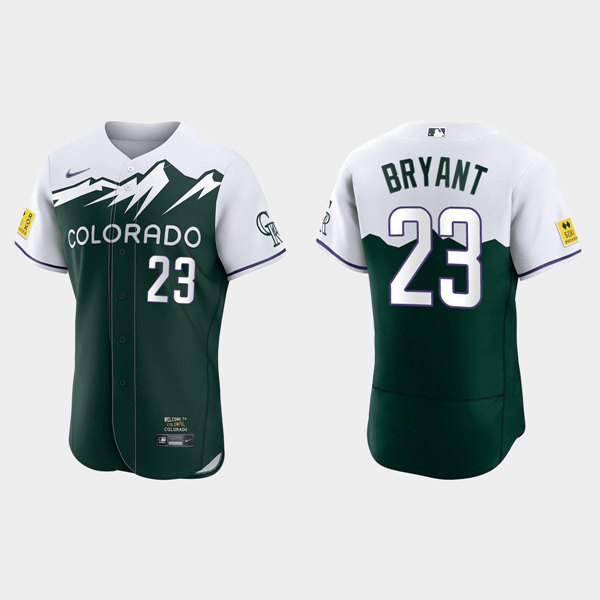 Men's Colorado Rockies #23 Kris Bryant 2022 Green City Connect Flex Base Stitched Jersey