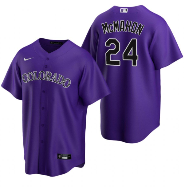 Men's Colorado Rockies #24 Ryan McMahon Purple Stitched Baseball Jersey