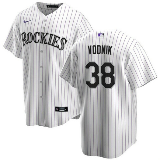 Men's Colorado Rockies #38 Victor Vodnik White Cool Base Stitched Baseball Jersey