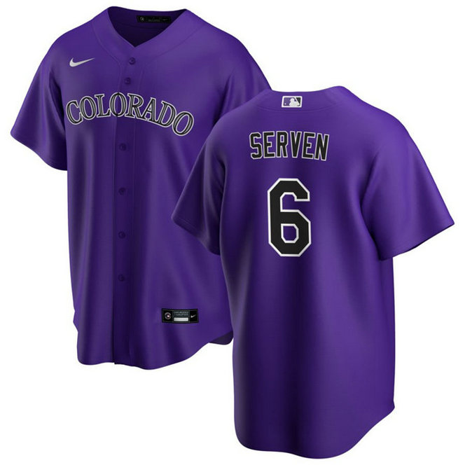 Men's Colorado Rockies #6 Brian Serven Purple Stitched Baseball Jersey
