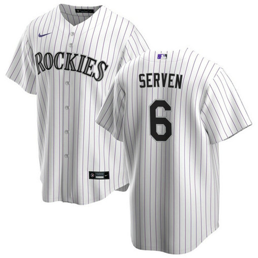 Men's Colorado Rockies #6 Brian Serven White Stitched Baseball Jersey