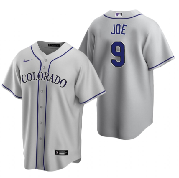 Men's Colorado Rockies #9 Connor Joe Grey Stitched Baseball Jersey