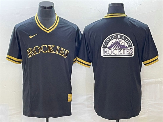 Men's Colorado Rockies Black Team Big Logo Stitched Baseball Jersey