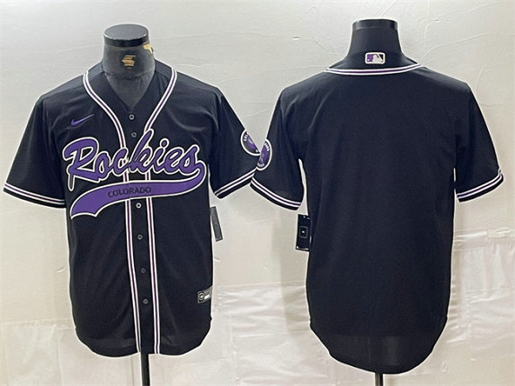 Men's Colorado Rockies Blank Black Cool Base Stitched Baseball Jersey