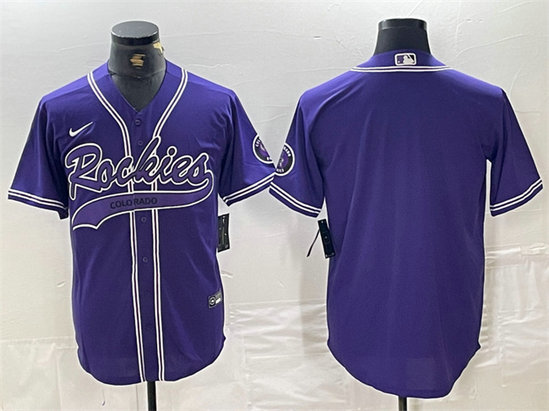 Men's Colorado Rockies Blank Purple Cool Base Stitched Baseball Jersey