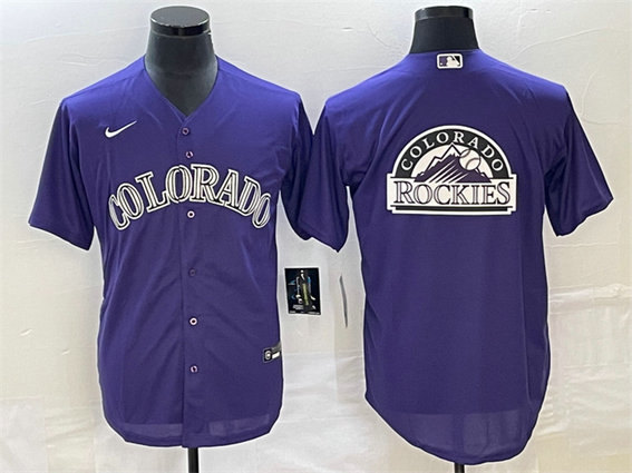Men's Colorado Rockies Purple Team Big Logo Stitched Baseball Jersey
