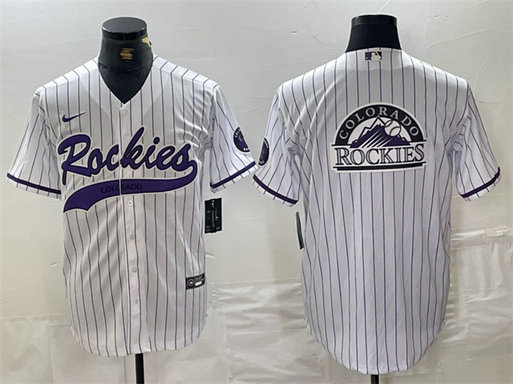 Men's Colorado Rockies White Team Big Logo Cool Base Stitched Baseball Jerseys