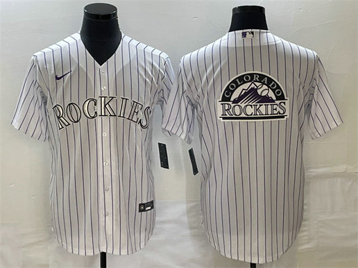 Men's Colorado Rockies White Team Big Logo Stitched Baseball Jersey
