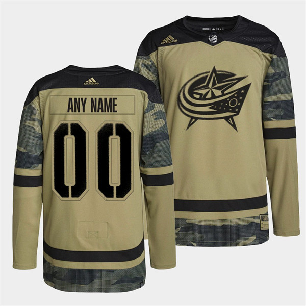 Men's Columbus Blue Jackets Active Player Custom 2022 Camo Military Appreciation Night Stitched Jersey
