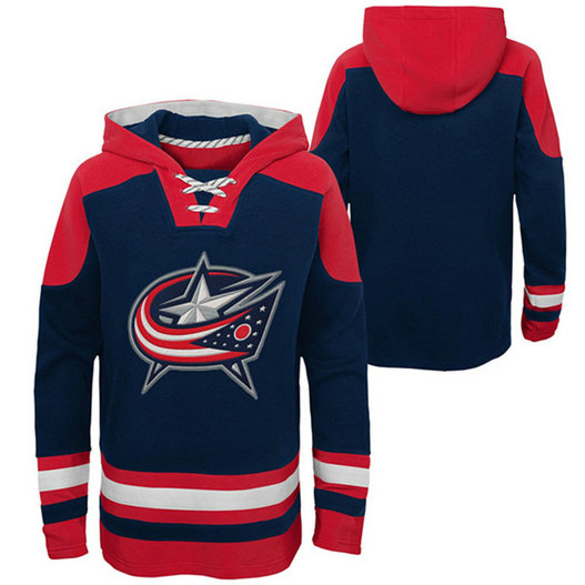 Men's Columbus Blue Jackets Blank Navy Ageless Must-Have Lace-Up Pullover Hoodie