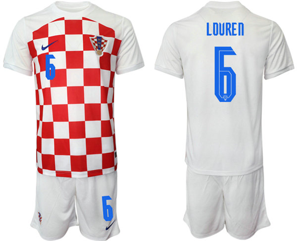 Men's Croatia #6 Lovren White Home Soccer Jersey Suit