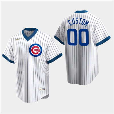 Men's Custom Chicago Cubs White Home Cooperstown Collection Nike Jersey
