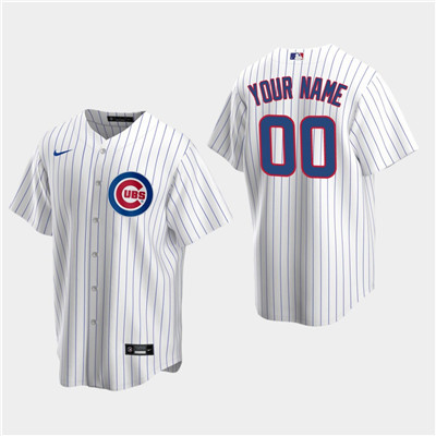 Men's Custom Chicago Cubs White Home Replica Jersey