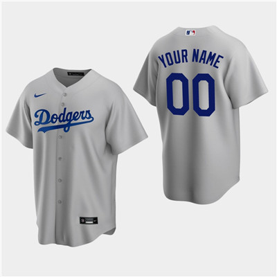 Men's Custom Los Angeles Dodgers Gray Alternate Replica Jersey