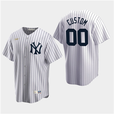 Men's Custom New York Yankees White Home Cooperstown Collection Nike Jersey