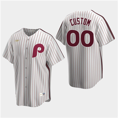 Men's Custom Philadelphia Phillies White Home Cooperstown Collection Nike Jersey