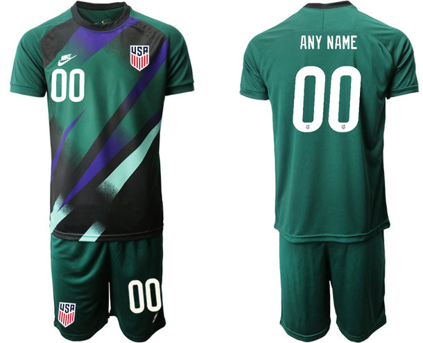 Men's Custom USA Dark green goalkeeper Jersey