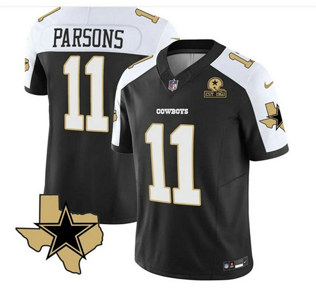 Men's Dallas Cowboys #11 Micah Parsons 2023 F.U.S.E. Black White With Established In 1960 Patch Stitched Football Jersey