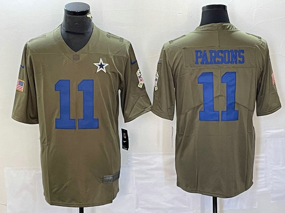Men's Dallas Cowboys #11 Micah Parsons Olive 2017 Salute To Service Limited Stitched Football Jersey