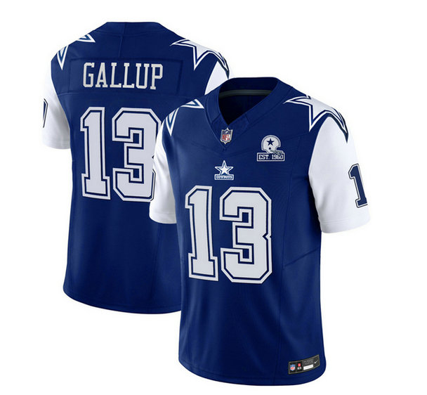 Men's Dallas Cowboys #13 Michael Gallup Navy 2023 F.U.S.E. With 1960 Patch Vapor Limited Stitched Football Jersey
