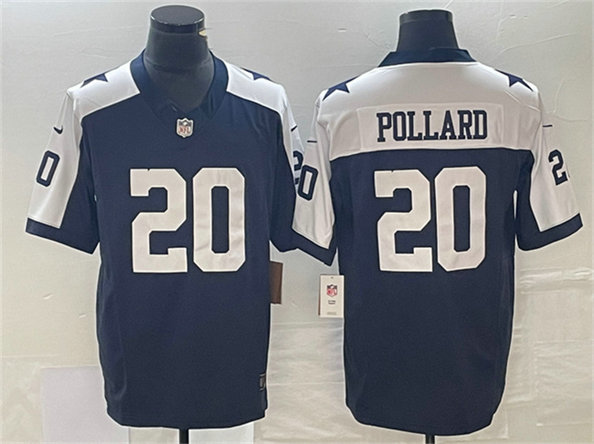 Men's Dallas Cowboys #20 Tony Pollard Navy 2023 F.U.S.E.Thanksgiving Limited Stitched Football Jersey