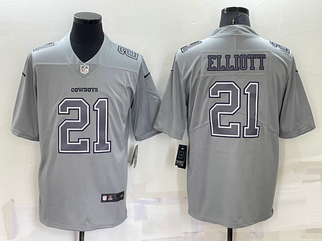 Men's Dallas Cowboys #21 Ezekiel Elliott Grey Atmosphere Fashion Stitched Game Jersey