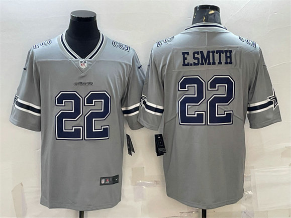 Men's Dallas Cowboys #22 Emmitt Smith Grey Inverted Edition Stitched Jersey