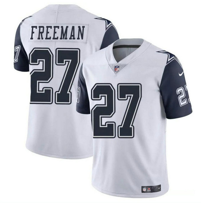 Men's Dallas Cowboys #27 Royce Freeman White Color Rush Limited Stitched Football Jersey