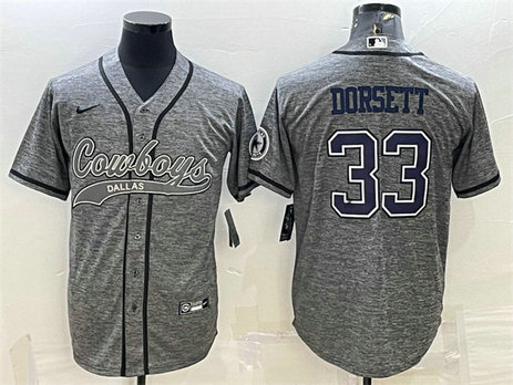 Men's Dallas Cowboys #33 Tony Dorsett Grey With Patch Cool Base Stitched Baseball JerseyS