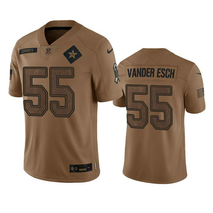 Men's Dallas Cowboys #55 Leighton Vander Esch 2023 Brown Salute To Service Limited Stitched Football Jersey