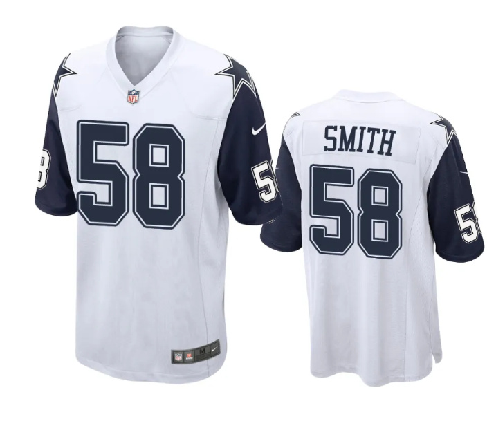 Men's Dallas Cowboys #58 Mazi Smith White Thanksgiving Stitched Football Jersey