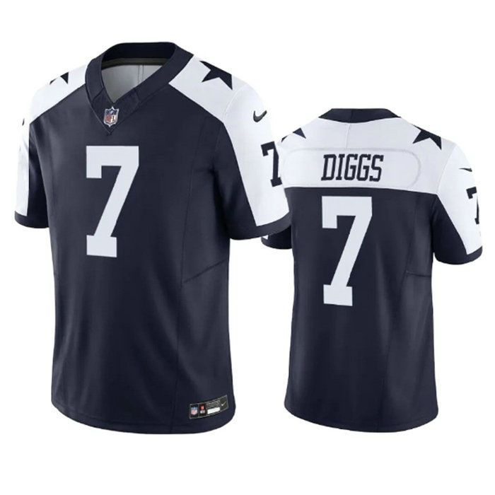 Men's Dallas Cowboys #7 Trevon Diggs Navy 2023 F.U.S.E. Vapor Limited Stitched Football Jersey