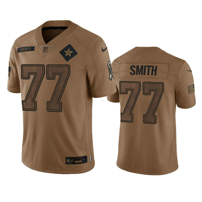 Men's Dallas Cowboys #77 Tyron Smith 2023 Brown Salute To Service Limited Stitched Football Jersey