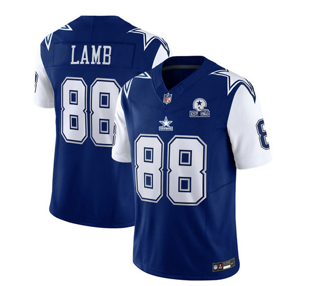 Men's Dallas Cowboys #88 CeeDee Lamb Navy 2023 F.U.S.E. With 1960 Patch Vapor Limited Stitched Football Jersey
