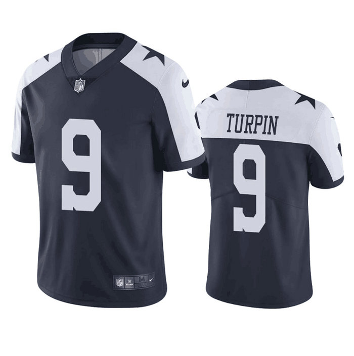 Men's Dallas Cowboys #9 KaVontae Turpin Navy White Thanksgiving Vapor Limited Stitched Football Jersey