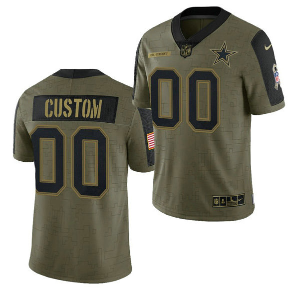 Men's Dallas Cowboys ACTIVE PLAYER Custom 2021 Olive Salute To Service Limited
