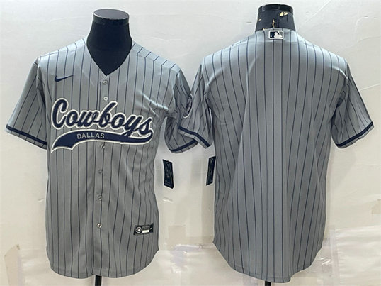 Men's Dallas Cowboys Blank Grey With Patch Cool Base Stitched Baseball Jersey